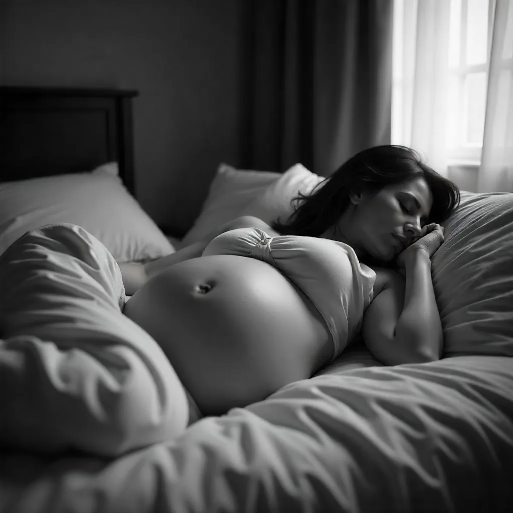 Pregnant woman sleeping comfortably maintaining consistent sleep schedule